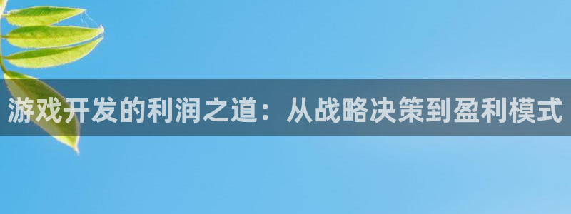 沐鸣娱乐2登录平台是什么软件：游戏开发的利润之道：从战略决策到盈利模式